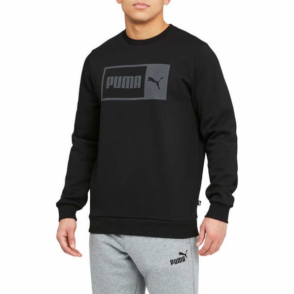 NWT Puma Men's Crew Neck Fleece Pullover Logo Sweatshirt Black Size M $40 CC163 - Picture 3 of 4